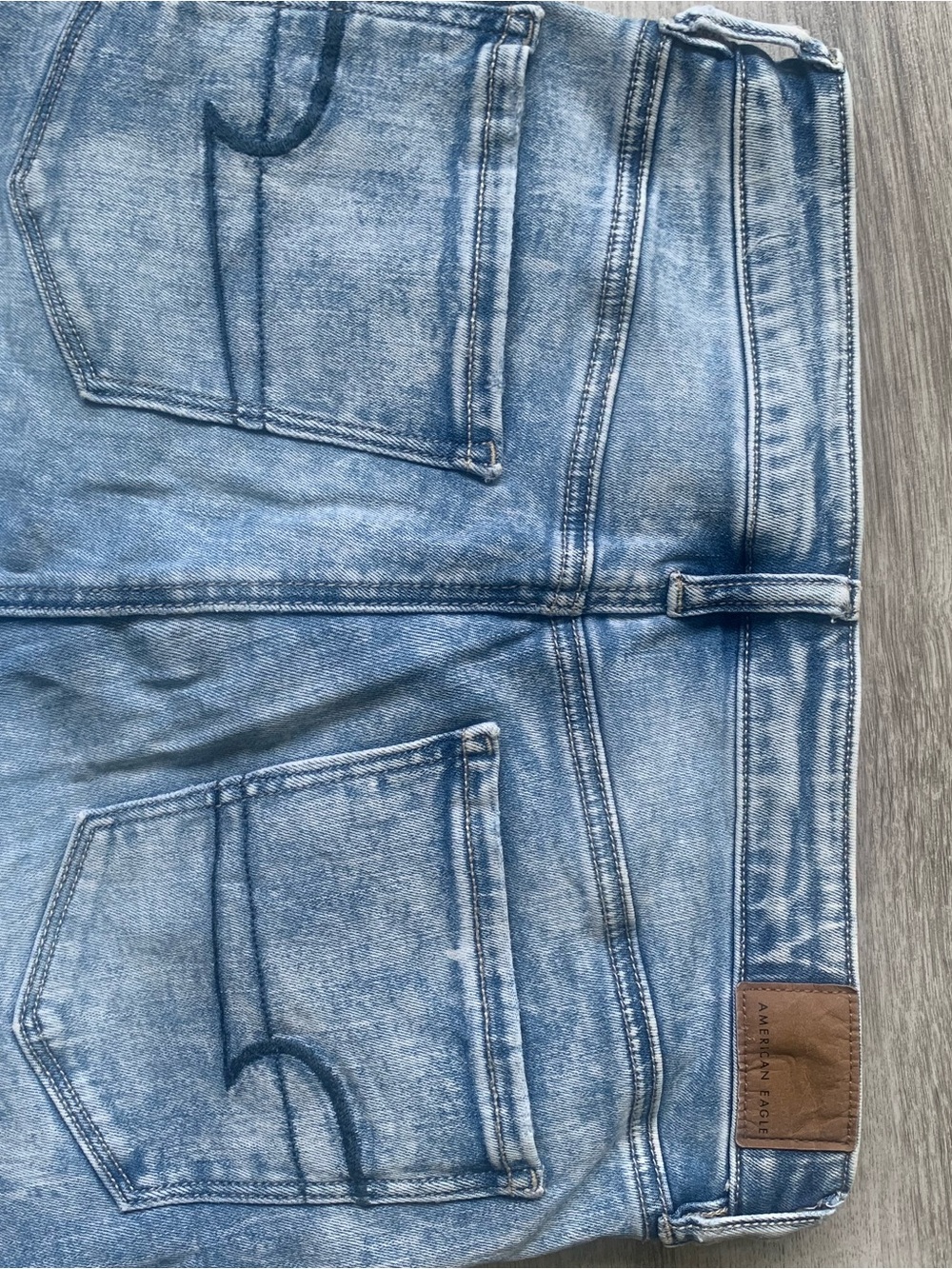 American Eagle SUPER HI RISE JEGGING CROP NEXT LEVEL STRETCH Blue Distressed - Picture 6 of 11